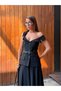 Premium Lined Vest Skirt Set with Belt Detail, Midi Length Stylish Set - 2