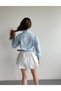High-Waisted Belt Detail Double-Layered Short Balloon Shorts Oversized Cut Shirt Brand Equivalent Design Dual Stylish Casual Set - 5