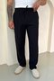 Kırınkıl Linen Comfortable Fit Trousers Black - 2