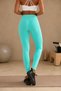 Women's Turquoise High Waist Slimming Sports Leggings - 5