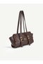 Wrinkled Textured Brown Shk313 Gold Buckle, Zippered, Daily, Women'S, Hand, Arm and Shoulder Bag - 2