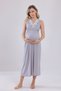 New Season Gray Lace Design Strappy Cotton Maternity Nightgown-2-Piece Set - 3
