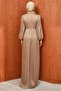 Mink Front Gathered Collar Stoned Evening Dress - 5