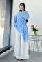 Side Tie Asymmetrical Cut Modal Tunic - Blue - 6
