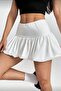 Black and White Mini Balloon Skirt with Shorts - 6