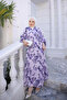 Lilac Half-Buttoned Layered Viscose Dress with Elastic Sleeves
