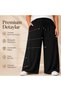Women's Oversized Wrinkled Palazzo Trousers with Elastic Waist and Lace-Up, Wide Leg, Summer, Comfortable, Casual, Stylish - 5