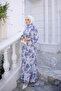 Gray Half-Buttoned Skirt with Elastic Sleeves and Layered Viscose Dress - 2