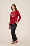 Let It Snow Mother Daughter Burgundy Long Sleeve Pajama Set Ar3730-A-V1 - 5