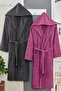2-Piece Hooded Bathrobe Nature Anthracite - Plum L/Xl - 2