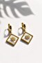 Gold Steel Dangle Earrings with Mine Detail