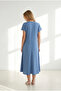 Women's Indigo V-Neck Woven Viscose Loose Dress Elb-19002245 - 6
