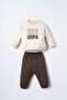 Baby Boy Printed Cream Long Sleeve Pajama Set Usb3180-C-V1