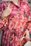 Women's Buttoned Floral Pattern Viscose Dress Fuchsia - 5
