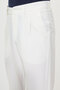 Straight Slim Fit Pleated Belt Buckle Men's Trousers Ecru - 38369.26Y - 6