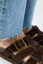 Benito Women's Leather Genuine Leather Buckle Caged Brown Slippers - 4