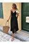 Double-Breasted Collared Midi Dress with Side Slits and Straps - 2
