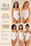Women's 95% Cotton Thin Straps with Hooks at the Bottom, 5-Piece Basic Body Undershirts – Flexible & Comfortable for Daily Use