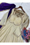 Cream Cosmos Embroidered Gown Set - FFT8002 | Cream - 4