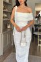 White Sandy Dress with Knitted Detail - 4
