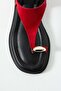 Kolay Bu Bence Red Flip-Flop Detailed Heeled Slippers - 2