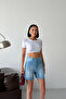 Women's High Waist Cotton Light Blue Mini Denim Shorts - 4