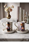 Handmade Set of 2 Ceramic Coffee Cups - Gold Gilded Teddy Bear Purple Series 90 ml - 4