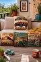 Retro Cars Patterned 4-Piece Throw Pillow Cover Set - 2