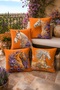 Orange Floor Horse Patterned 4-Piece Throw Pillow Cover Set