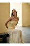 Lcw Vision Yellow Strapless Collar Pleated Dress
