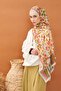 Riva Shawl Tencel Botanical Floral Off-White