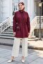 Ruffle Sleeve Belted Burgundy Tunic - 4