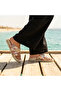 Valley Ethnic Pattern Gold Staple Detailed Side Buckle Glittery Comfort Slippers