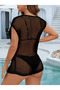 Women's Double Breasted Detail Openwork Knitwear Pareo - 5