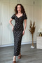 Balloon Sleeve, Detailed Slit Midi Floral Black Dress - 4