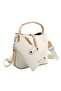 Women's Hand and Shoulder Bag Set with Logo Embossed Bucket Model Wallet Cream - 2