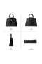 Women PU Large-Capacity Multipocket Croc-Embossed Shoulder Crossbody Tote Satchel Handbag, Ladies Bag Top Handle with Detachable Strap for Teen Youth Casual Party Travel, Cross Bags Style (Bla - 5