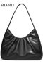Women PU Dumpling Multi-Pocket Shoulder Bag Satchel, Ladies Large-Capacity Hobo Tote Bags Clutch Bag Elegant Underarm Design for Teen Youth Daily Casual Party Travel, Chic Magnetic Closure (Bl