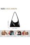 Women Students Office Shoulder Bag, Ladies Daily Casual Party Travel Shopping, Large-Capacity Multiple-Pocket PU Leather Satchel Bag Tote Bags Ladies Bag Clutch Bag Hobo Handbag Accessory (Bla - 5