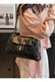 Women's Fashion Simple Shoulder Bag, Lingked Armpit Bag Sling Bag Side Bag, Solid Color PU Leather Chain Tote Bag Handbag Gift - 2