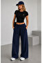 Economic Package: 3-Piece Black Gray Navy Blue Wide-Leg Women's Sweatpants - 5