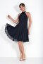 Women's Halter Neck Rose Detailed Lined Chiffon Short Dress