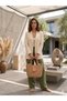 Women's Knitted Tote Bag Summer Straw Look Handbag Brown Casual Shoulder Bag - 3
