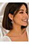 Letter-Stoned Steel Dangle Earrings for Women – Silver Color - 3