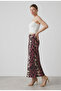 Women's Patterned High Waist Flared Satin Skirt - 2