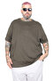 Mode XL Large Size T-Shirt Bıs There Is No Right 26120 Haki̇ - 4