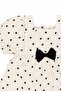 Baby Girl Ecru Black Heart Patterned Muslin Dress with Bow - 3