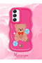 Samsung Galaxy A16 Compatible Case with Camera Protector Red Silicone Couple Phone Case Bear Pattern - 2