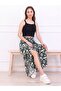 Women's Green Geo Waist-Tied Envelope-Covered Woven Trousers