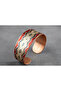 Copper Classic Anatolian Kilim Patterned Wide Adjustable Clamp Bracelet - 3